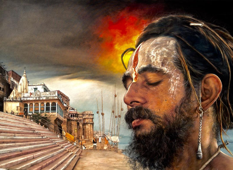 Seeker of Truth - Allahabad Ghat (52 X 38 inches)