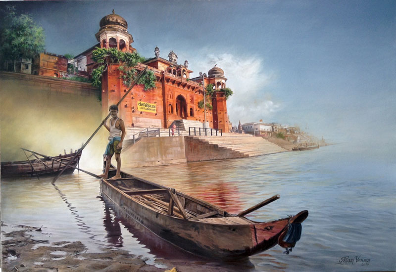 The New Prayagraj - Chet Singh Ghat, Varanasi (52x36 inch)