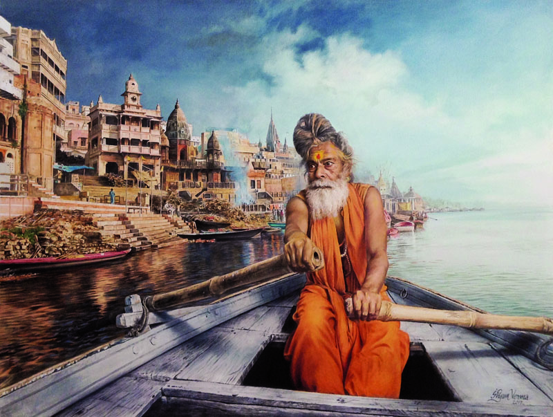 Morning Awaits - Varanasi Ghat (52 X 38 inches)