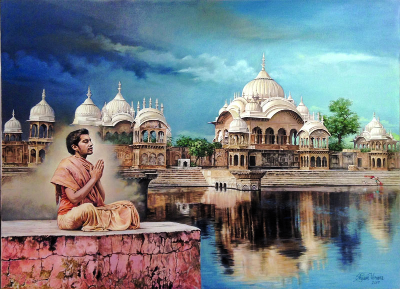 The Surrender - Kusum Sarovar Govardhan (52 X 38 inches)