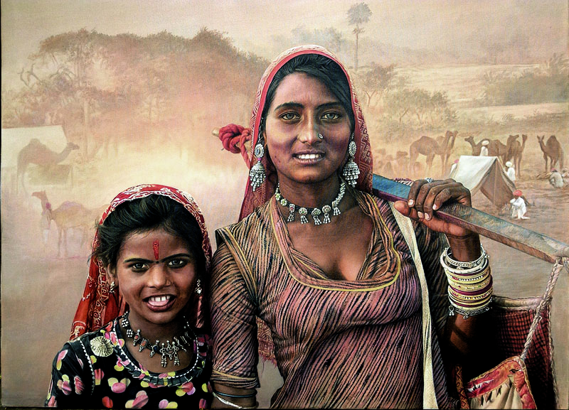 Mirage of Poverty - charvaha  (52x38 inch)