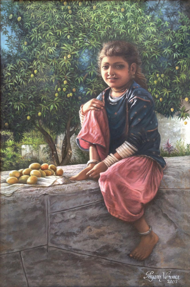 Another Day Gone - girl selling fruits (42x31 inch)