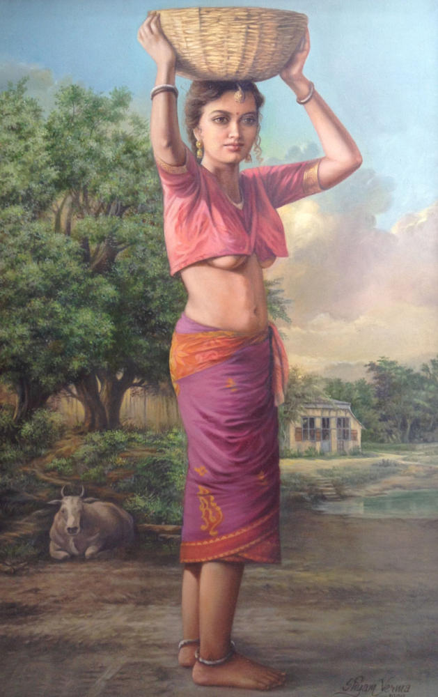 The Portrait of Village Girl (31x36 inch)